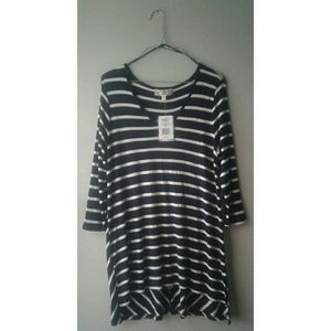 PINK REPUBLIC | Navy & Ivory Striped Blouse